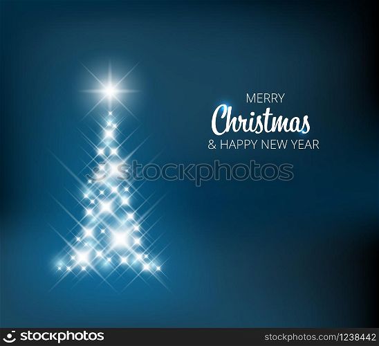 Christmas card template with Christmas tree made of light and sparkles. Christmas card template with Christmas tree made of light and sparkles
