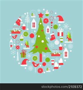 Christmas card.Vector illustration. Christmas tree.. Christmas vector background