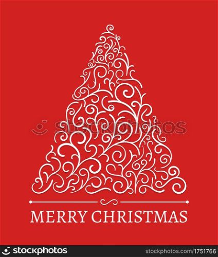 Christmas card with abstract Chistmas tree, vector eps10 illustration. Christmas Card