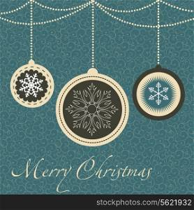 Christmas card with balls and snowflakes. vector illustration