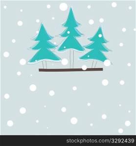 christmas card with color tree . vector illustration