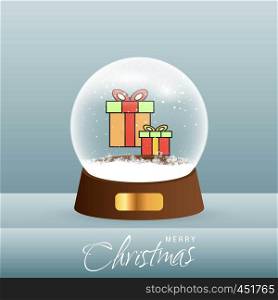 Christmas card with creative elegant design and globe also with grey background vector