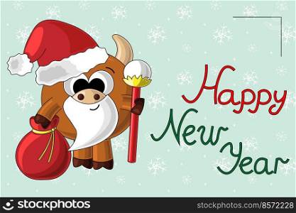 Christmas card with cute cartoon•Santa