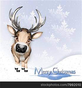 Christmas card with cute reindeer