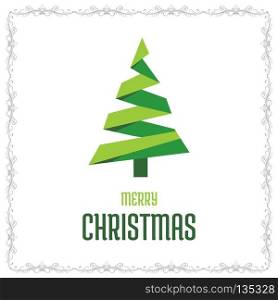 Christmas card with frame and tree. For web design and application interface, also useful for infographics. Vector illustration.