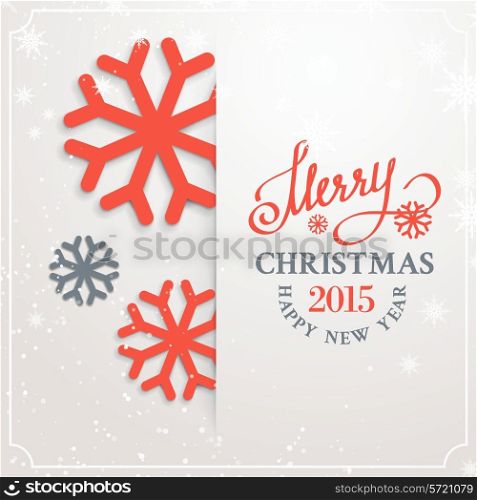 Christmas card with snow flakes over white background. Vector illustration.