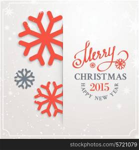 Christmas card with snow flakes over white background. Vector illustration.