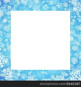 Christmas card with snowflakes frame on blue background. Vector illustration. Christmas card with snowflakes frame on blue background. Vector illustration EPS10