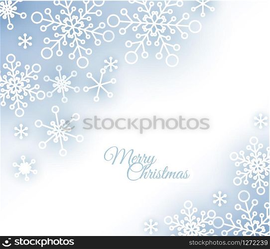 Christmas card with white snowflakes on the background
