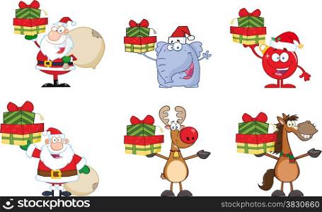 Christmas Cartoon Characters. Collection Set