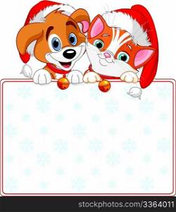 Christmas Cat and dog sign