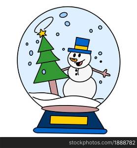 christmas celebration glass ball. cartoon illustration sticker mascot emoticon