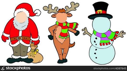 Christmas characters without face - vector illustration.
