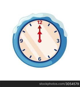Christmas clock icon in flat style isolated on white background. Vector illustration.. Christmas clock icon in flat style.