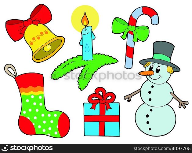 Christmas collection 3 on white background - vector illustration.