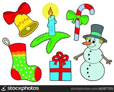 Christmas collection 3 on white background - vector illustration.