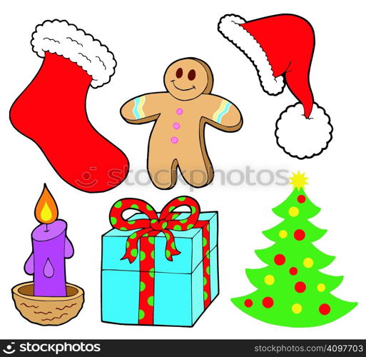 Christmas collection on white background - vector illustration.