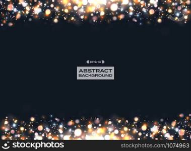 Christmas colorful bokeh pattern with glitters on dark blue background, illustration vector eps10