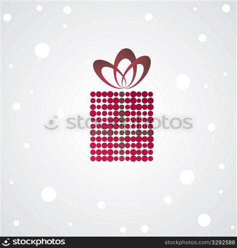 Christmas colorful gift box on grey background. Vector illustration