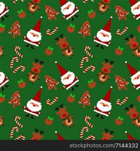 Christmas cookies and cute santa claus seamless pattern.
