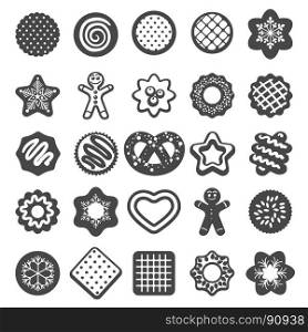 Christmas cookies icons. Christmas cookies icons. Cookies and xmas biscuits desserts bakery products vector set