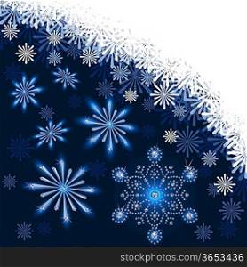 Christmas dark blue background with snowflakes