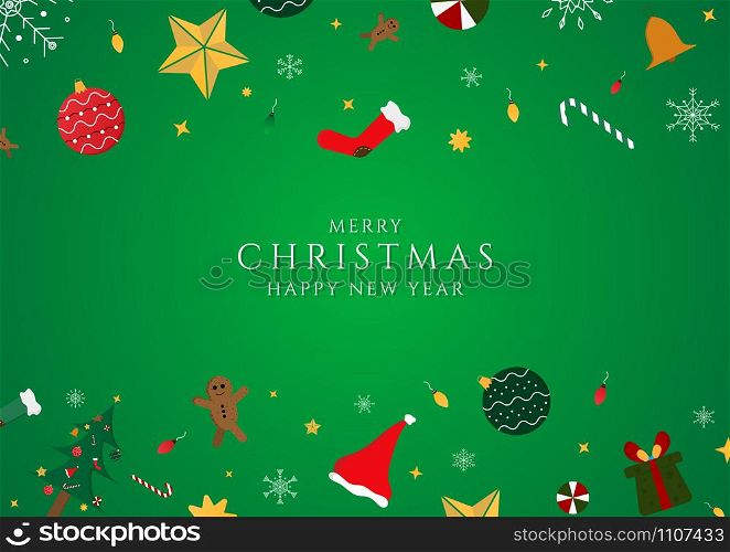 Christmas day happy new year green background shine light modern art style with space. vector illustration
