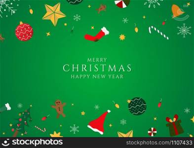 Christmas day happy new year green background shine light modern art style with space. vector illustration