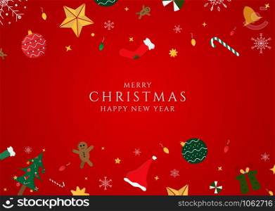 Christmas day happy new year red background shine light snowflake gift style with space. vector illustration