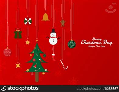 Christmas day red background gift modern design snowflake backdrop with space. vector illustration
