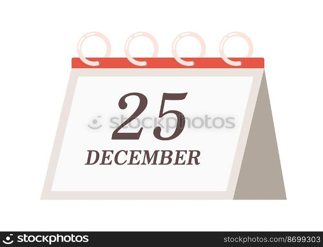 Christmas day semi flat color vector object. Full sized item on white. Twenty fifth of december simple cartoon style illustration for web graphic design and animation. Zen Antique Regular font used. Christmas day semi flat color vector object