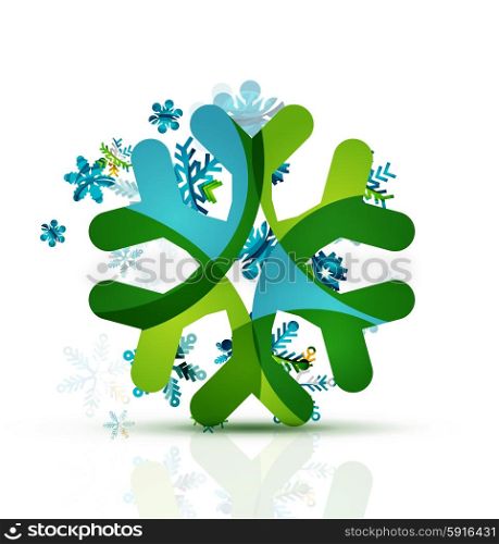 Christmas decorated modern snowflake icon. Christmas decorated modern snowflake icon. Holiday concept