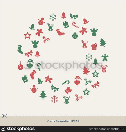 Christmas Decoration Frame Greeting card Vector Template Illustration Design. Vector EPS 10.