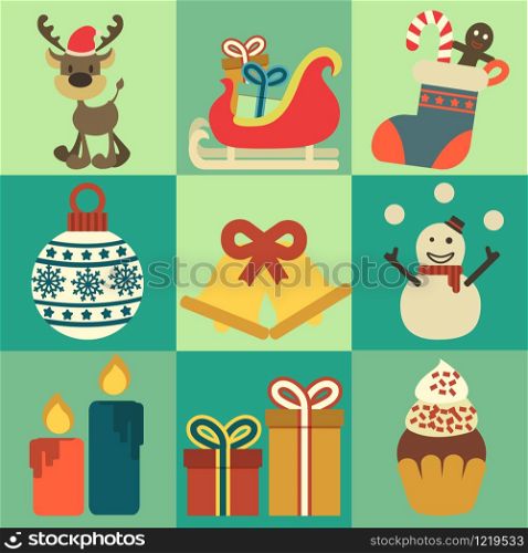 Christmas decoration icons, elements vector illustrations design.