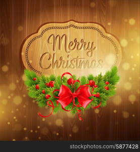 Christmas decoration on the wooden background. Vector background EPS 10. Christmas decoration on the wooden background. Vector background