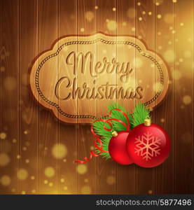 Christmas decoration on the wooden background. Vector background EPS 10. Christmas decoration on the wooden background. Vector background