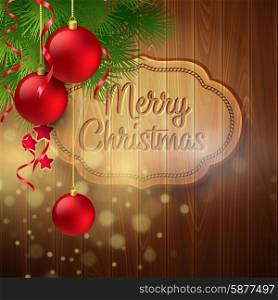 Christmas decoration on the wooden background. Vector background EPS 10. Christmas decoration on the wooden background. Vector background