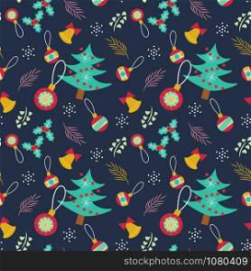 Christmas decoration seamless pattern. Cute Christmas elements for home decoration.