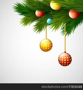 Christmas decoration with balls and fir branches