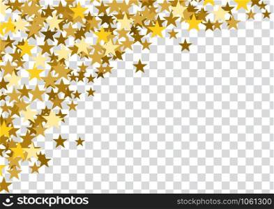 Christmas decoration with copy space. Golden stars template on empty background, to customize a poster, a card, a cover.