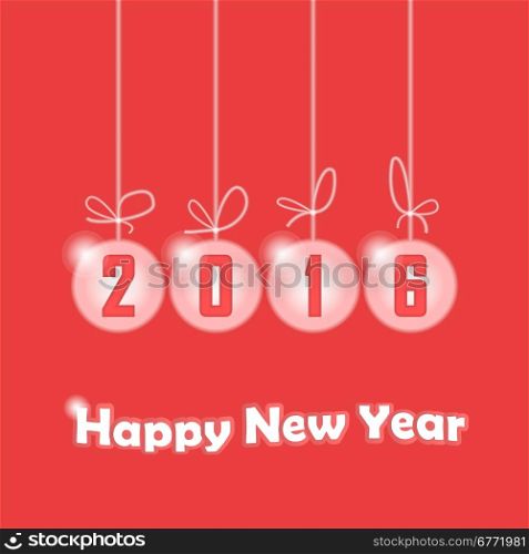 Christmas decorations with 2016 year inscription, happy new year celebration, 3d vector, eps 10