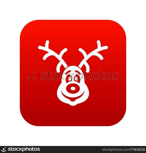 Christmas deer icon digital red for any design isolated on white vector illustration. Christmas deer icon digital red