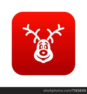 Christmas deer icon digital red for any design isolated on white vector illustration. Christmas deer icon digital red