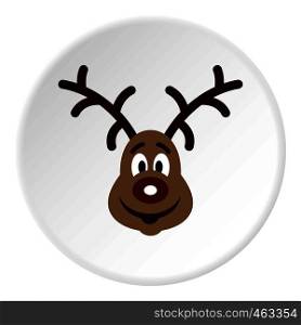 Christmas deer icon in flat circle isolated vector illustration for web. Christmas deer icon circle
