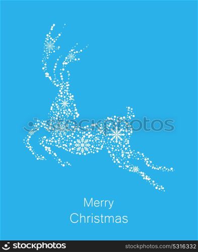 Christmas Deer Made of Snowflakes, Celebration Holiday Card, Running Stag. Christmas Deer Made of Snowflakes, Celebration Holiday Card, Running Stag - Illustration Vector