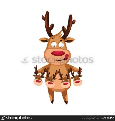 Christmas deer making a decoration for a christmas tree vector illustration on a white background