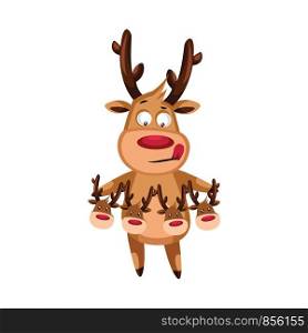 Christmas deer making a decoration for a christmas tree vector illustration on a white background