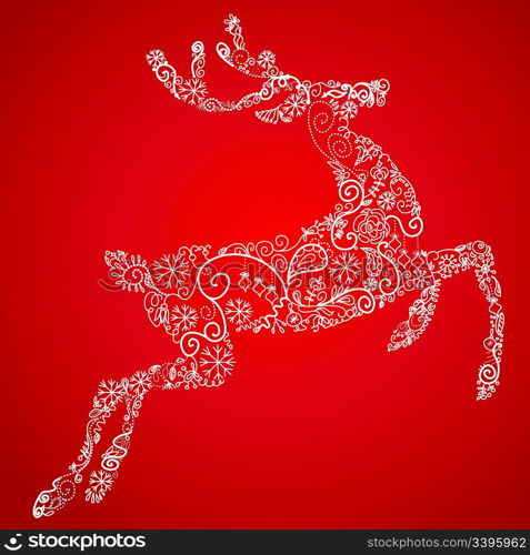 Christmas deer, vector illustration