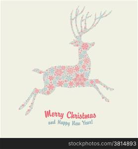 Christmas deer vintage card
