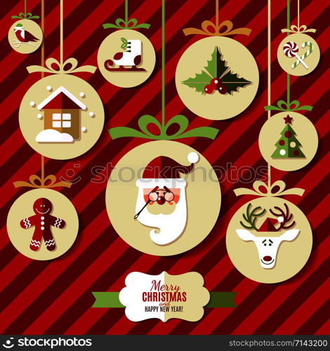 Christmas design icons set. Vector background.